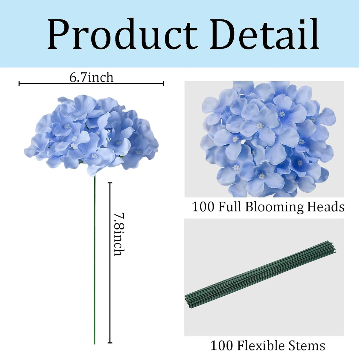 Faux White Hydrangea Artificial Flowers Bulk, Fake Silk Hydrangea Flowers Heads with Stems for Wedding Decorations Garden Party Baby Shower Porch Home Decor Table Centerpieces