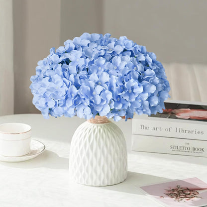 Faux White Hydrangea Artificial Flowers Bulk, Fake Silk Hydrangea Flowers Heads with Stems for Wedding Decorations Garden Party Baby Shower Porch Home Decor Table Centerpieces