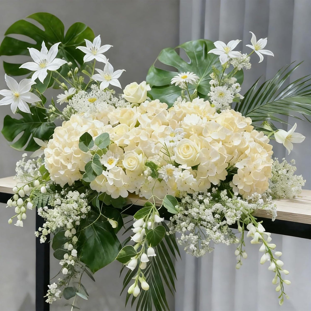 Faux White Hydrangea Artificial Flowers Bulk, Fake Silk Hydrangea Flowers Heads with Stems for Wedding Decorations Garden Party Baby Shower Porch Home Decor Table Centerpieces