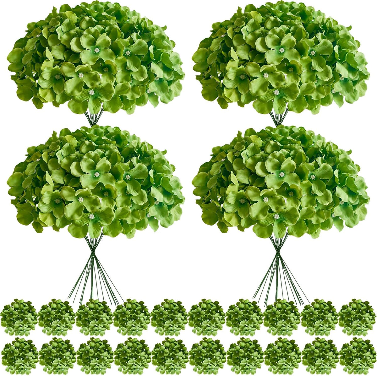 Faux White Hydrangea Artificial Flowers Bulk, Fake Silk Hydrangea Flowers Heads with Stems for Wedding Decorations Garden Party Baby Shower Porch Home Decor Table Centerpieces