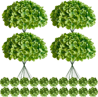 Faux White Hydrangea Artificial Flowers Bulk, Fake Silk Hydrangea Flowers Heads with Stems for Wedding Decorations Garden Party Baby Shower Porch Home Decor Table Centerpieces