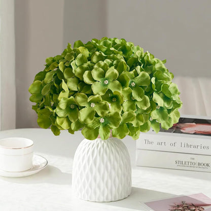 Faux White Hydrangea Artificial Flowers Bulk, Fake Silk Hydrangea Flowers Heads with Stems for Wedding Decorations Garden Party Baby Shower Porch Home Decor Table Centerpieces