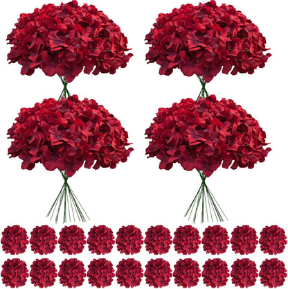 Faux White Hydrangea Artificial Flowers Bulk, Fake Silk Hydrangea Flowers Heads with Stems for Wedding Decorations Garden Party Baby Shower Porch Home Decor Table Centerpieces