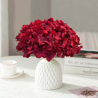 Faux White Hydrangea Artificial Flowers Bulk, Fake Silk Hydrangea Flowers Heads with Stems for Wedding Decorations Garden Party Baby Shower Porch Home Decor Table Centerpieces