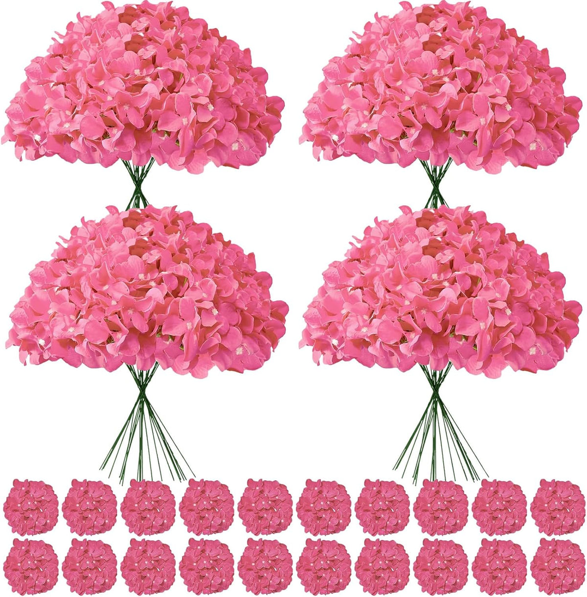 Faux White Hydrangea Artificial Flowers Bulk, Fake Silk Hydrangea Flowers Heads with Stems for Wedding Decorations Garden Party Baby Shower Porch Home Decor Table Centerpieces