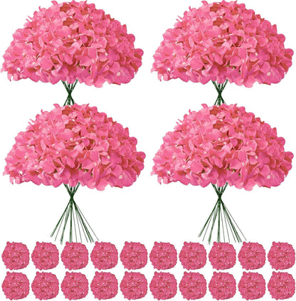 Faux White Hydrangea Artificial Flowers Bulk, Fake Silk Hydrangea Flowers Heads with Stems for Wedding Decorations Garden Party Baby Shower Porch Home Decor Table Centerpieces