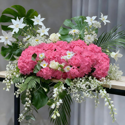 Faux White Hydrangea Artificial Flowers Bulk, Fake Silk Hydrangea Flowers Heads with Stems for Wedding Decorations Garden Party Baby Shower Porch Home Decor Table Centerpieces