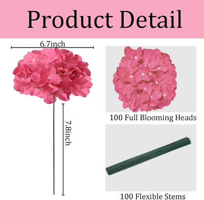 Faux White Hydrangea Artificial Flowers Bulk, Fake Silk Hydrangea Flowers Heads with Stems for Wedding Decorations Garden Party Baby Shower Porch Home Decor Table Centerpieces