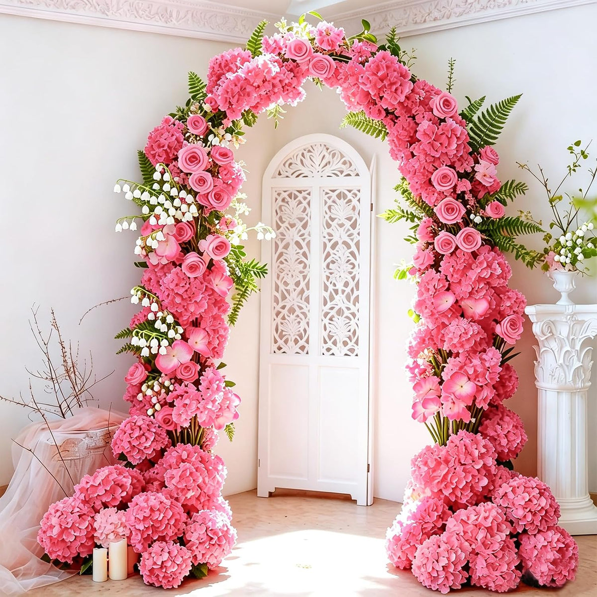 Faux White Hydrangea Artificial Flowers Bulk, Fake Silk Hydrangea Flowers Heads with Stems for Wedding Decorations Garden Party Baby Shower Porch Home Decor Table Centerpieces
