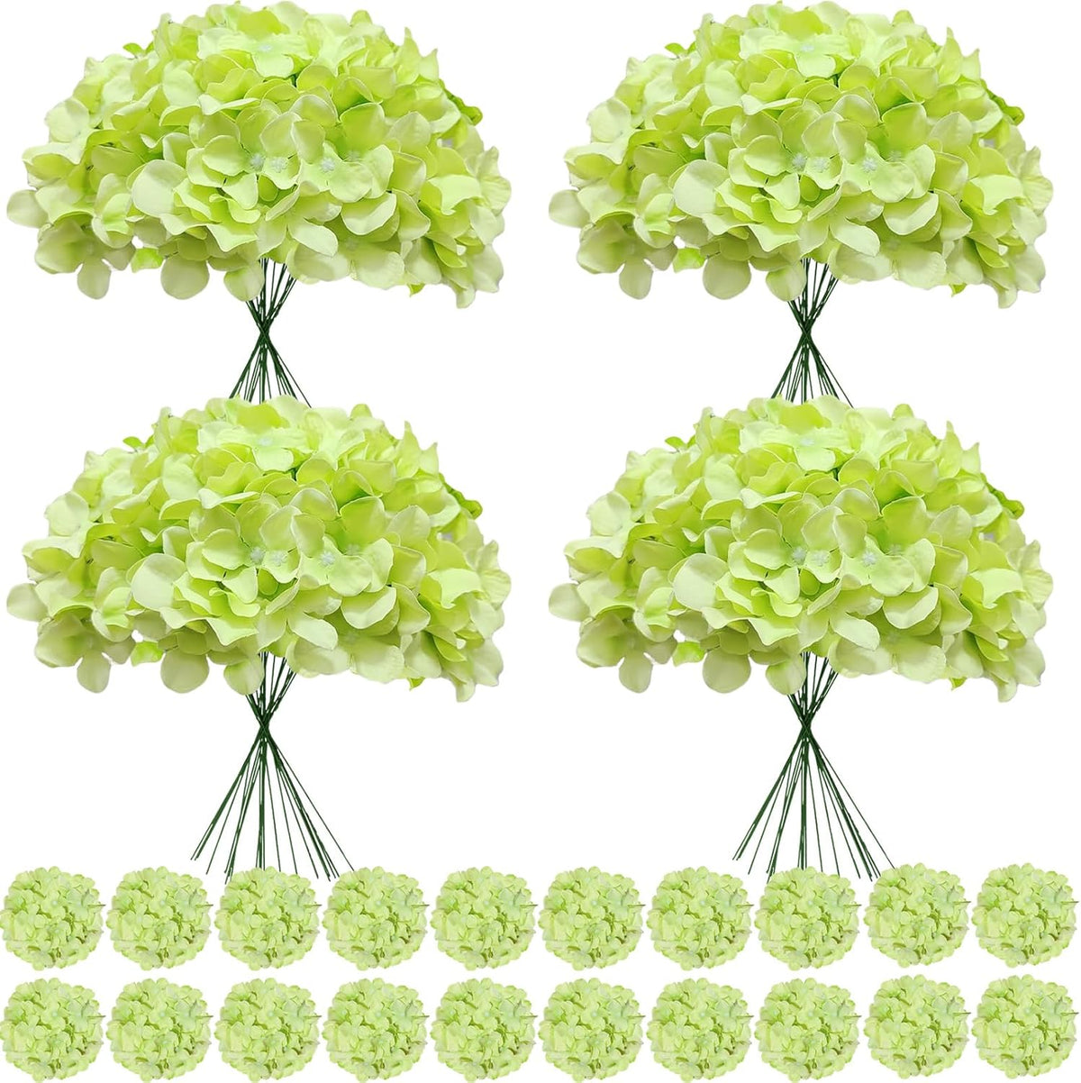Faux White Hydrangea Artificial Flowers Bulk, Fake Silk Hydrangea Flowers Heads with Stems for Wedding Decorations Garden Party Baby Shower Porch Home Decor Table Centerpieces