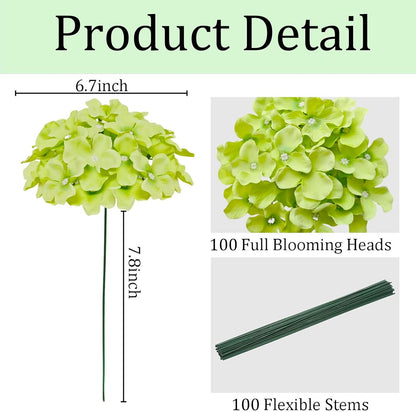 Faux White Hydrangea Artificial Flowers Bulk, Fake Silk Hydrangea Flowers Heads with Stems for Wedding Decorations Garden Party Baby Shower Porch Home Decor Table Centerpieces