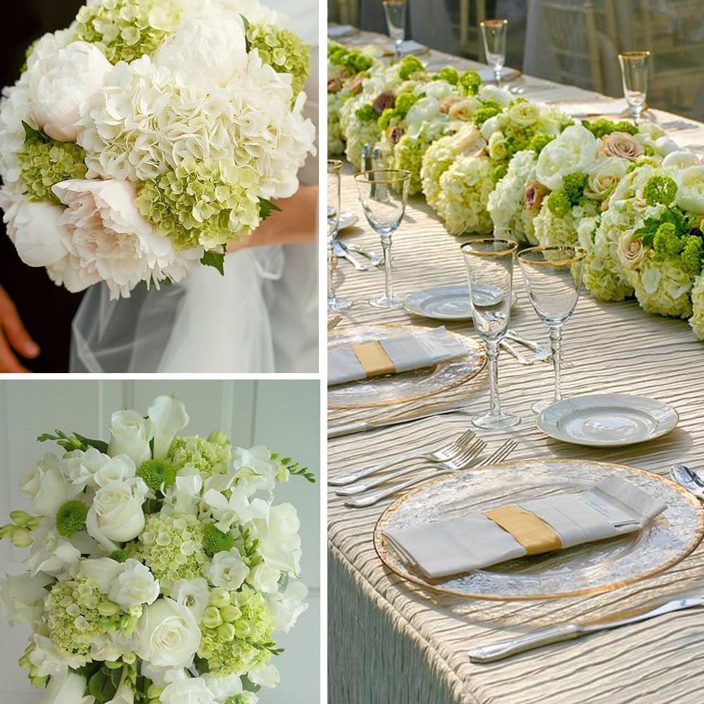 Faux White Hydrangea Artificial Flowers Bulk, Fake Silk Hydrangea Flowers Heads with Stems for Wedding Decorations Garden Party Baby Shower Porch Home Decor Table Centerpieces