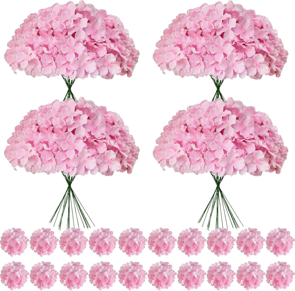 Faux White Hydrangea Artificial Flowers Bulk, Fake Silk Hydrangea Flowers Heads with Stems for Wedding Decorations Garden Party Baby Shower Porch Home Decor Table Centerpieces
