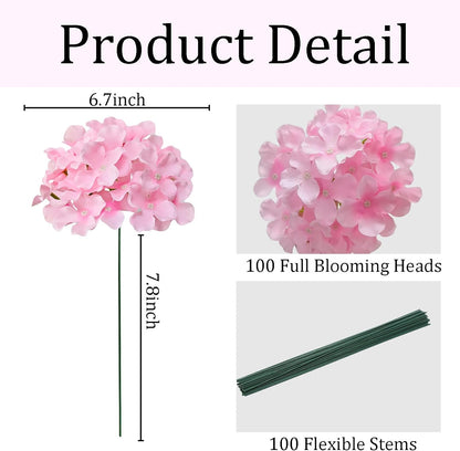 Faux White Hydrangea Artificial Flowers Bulk, Fake Silk Hydrangea Flowers Heads with Stems for Wedding Decorations Garden Party Baby Shower Porch Home Decor Table Centerpieces