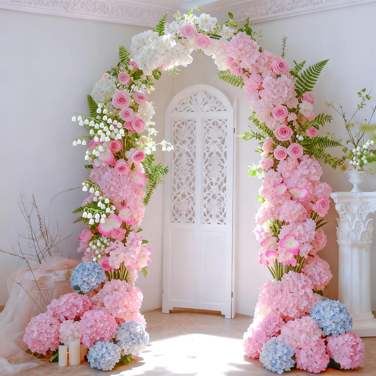 Faux White Hydrangea Artificial Flowers Bulk, Fake Silk Hydrangea Flowers Heads with Stems for Wedding Decorations Garden Party Baby Shower Porch Home Decor Table Centerpieces