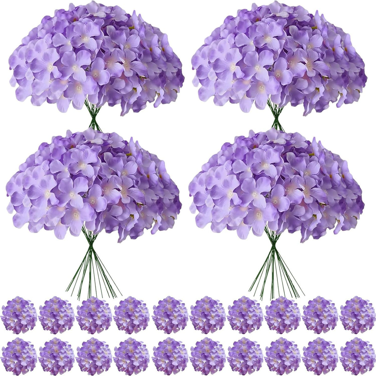 Faux White Hydrangea Artificial Flowers Bulk, Fake Silk Hydrangea Flowers Heads with Stems for Wedding Decorations Garden Party Baby Shower Porch Home Decor Table Centerpieces