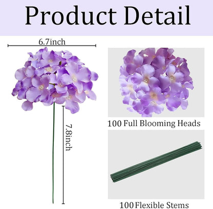 Faux White Hydrangea Artificial Flowers Bulk, Fake Silk Hydrangea Flowers Heads with Stems for Wedding Decorations Garden Party Baby Shower Porch Home Decor Table Centerpieces