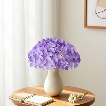 Faux White Hydrangea Artificial Flowers Bulk, Fake Silk Hydrangea Flowers Heads with Stems for Wedding Decorations Garden Party Baby Shower Porch Home Decor Table Centerpieces