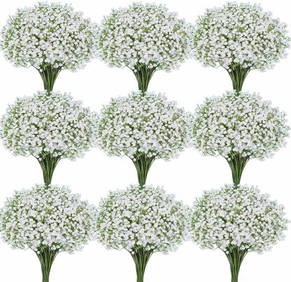 Faux White Hydrangea Artificial Flowers Bulk, Fake Silk Hydrangea Flowers Heads with Stems for Wedding Decorations Garden Party Baby Shower Porch Home Decor Table Centerpieces