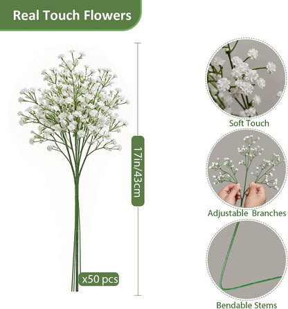 Faux White Hydrangea Artificial Flowers Bulk, Fake Silk Hydrangea Flowers Heads with Stems for Wedding Decorations Garden Party Baby Shower Porch Home Decor Table Centerpieces