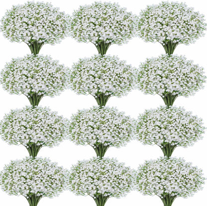 Faux White Hydrangea Artificial Flowers Bulk, Fake Silk Hydrangea Flowers Heads with Stems for Wedding Decorations Garden Party Baby Shower Porch Home Decor Table Centerpieces