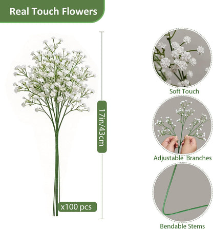 Faux White Hydrangea Artificial Flowers Bulk, Fake Silk Hydrangea Flowers Heads with Stems for Wedding Decorations Garden Party Baby Shower Porch Home Decor Table Centerpieces