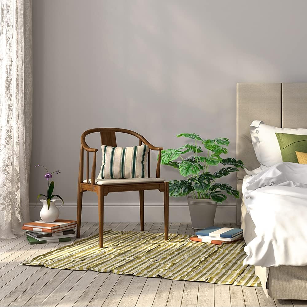 Artificial Palm Leaves Plants Faux Fake Monstera Turtle Leaf Tropical Large Palm Tree Leaves Plant Outdoor UV Resistant Plastic Plants (2 Pcs, Green)