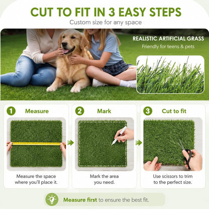 Artificial Grass Dog Potty Pad, 24 x 36 in Indoor Puppy Pee Pad with Non-Slip Rubber Base, Washable Cuttable Turf for Small Dogs, Apartments & Balconies