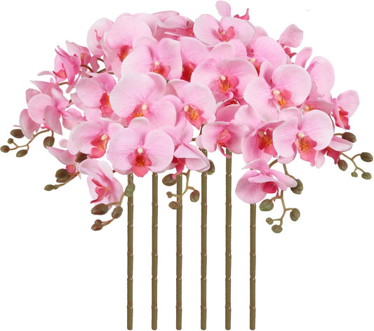 36.22 Inch Orchids Artificial Flowers 6 PCS Fake Orchids Velvet Silk Orchids Faux Orchid Flowers Long Stem Artificial Flowers for Tall Vase for Home Wedding Decoration(Fuchsia)