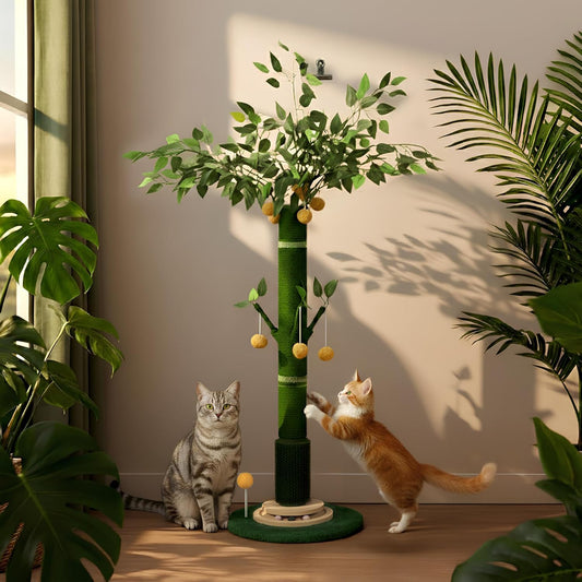 46" Extra Tall Cat Scratching Post for Large Cats, Sisal Rope