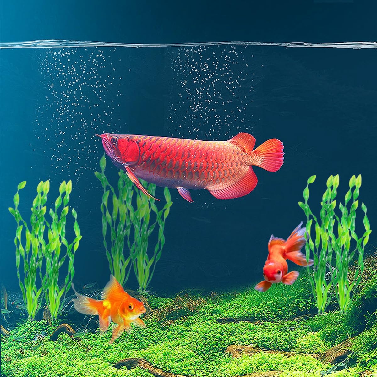 12Pcs Artificial Seaweed Water Plants, Aquarium Decorative Plants, Plastic Fish Tank Plants Decoration for Home and Office Fish Tanks(Green)