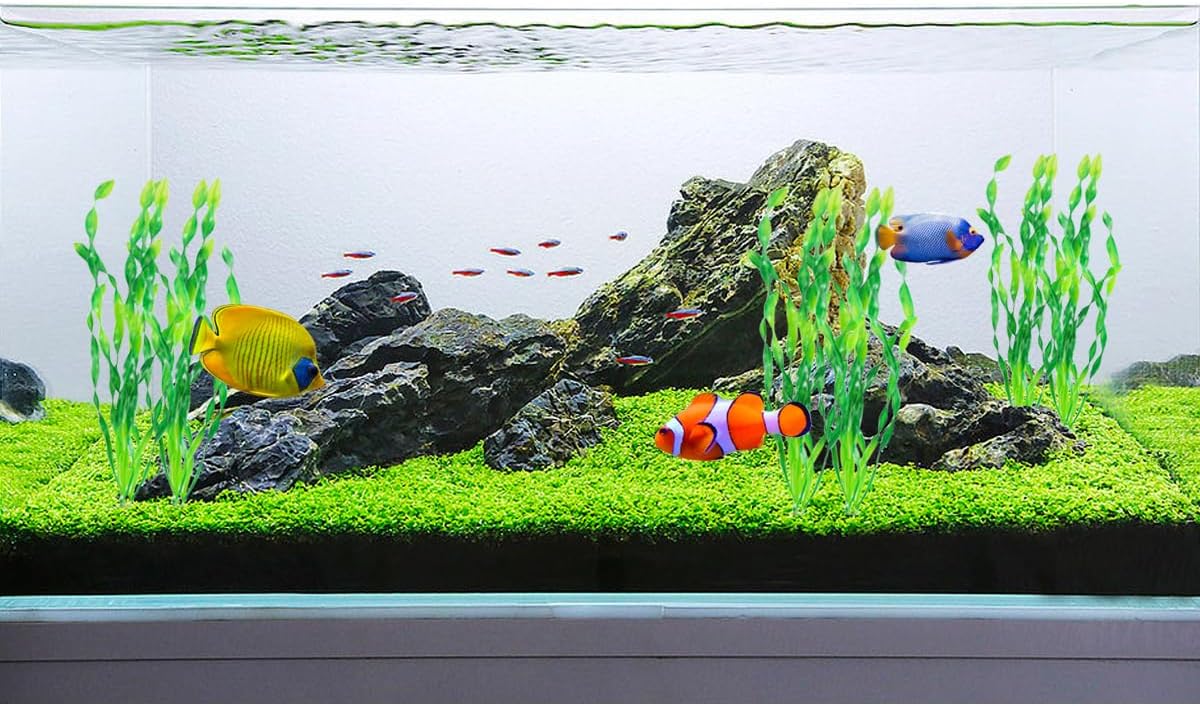 12Pcs Artificial Seaweed Water Plants, Aquarium Decorative Plants, Plastic Fish Tank Plants Decoration for Home and Office Fish Tanks(Green)
