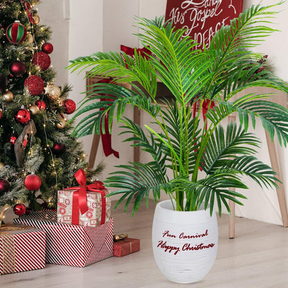 Garden 4ft Artificial Areca Palm Plant in Pot, Fake Cane Palm Silk Tree Indoor Outdoor, Dypsis Lutescens, 47in Lifelike Faux Silk Plant Home Decor, Two Linen Bags Included