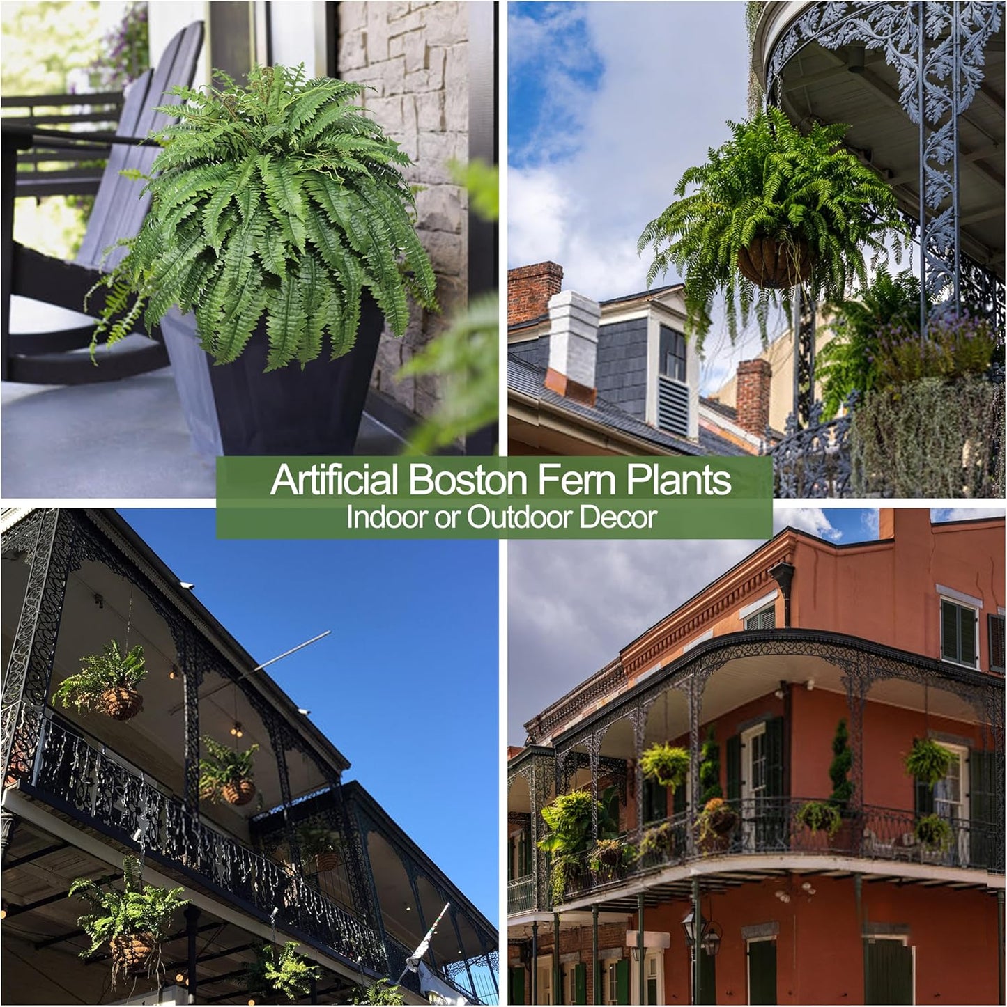 Large Artificial Fern for Outdoors, 100 Branches Fake Ferns Artificial Plants, Large Faux Ferns Outdoor Plants, Suitable for Planter Garden Porch Living Room Decor