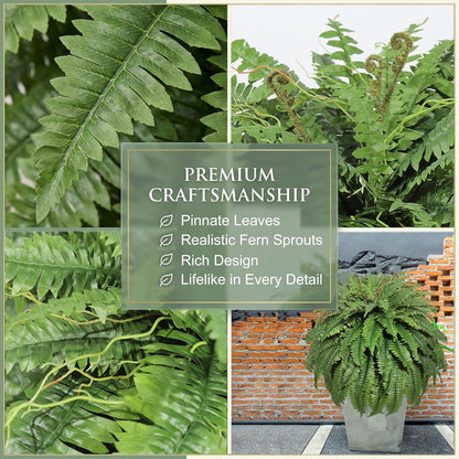 Large Artificial Fern for Outdoors, 100 Branches Fake Ferns Artificial Plants, Large Faux Ferns Outdoor Plants, Suitable for Planter Garden Porch Living Room Decor