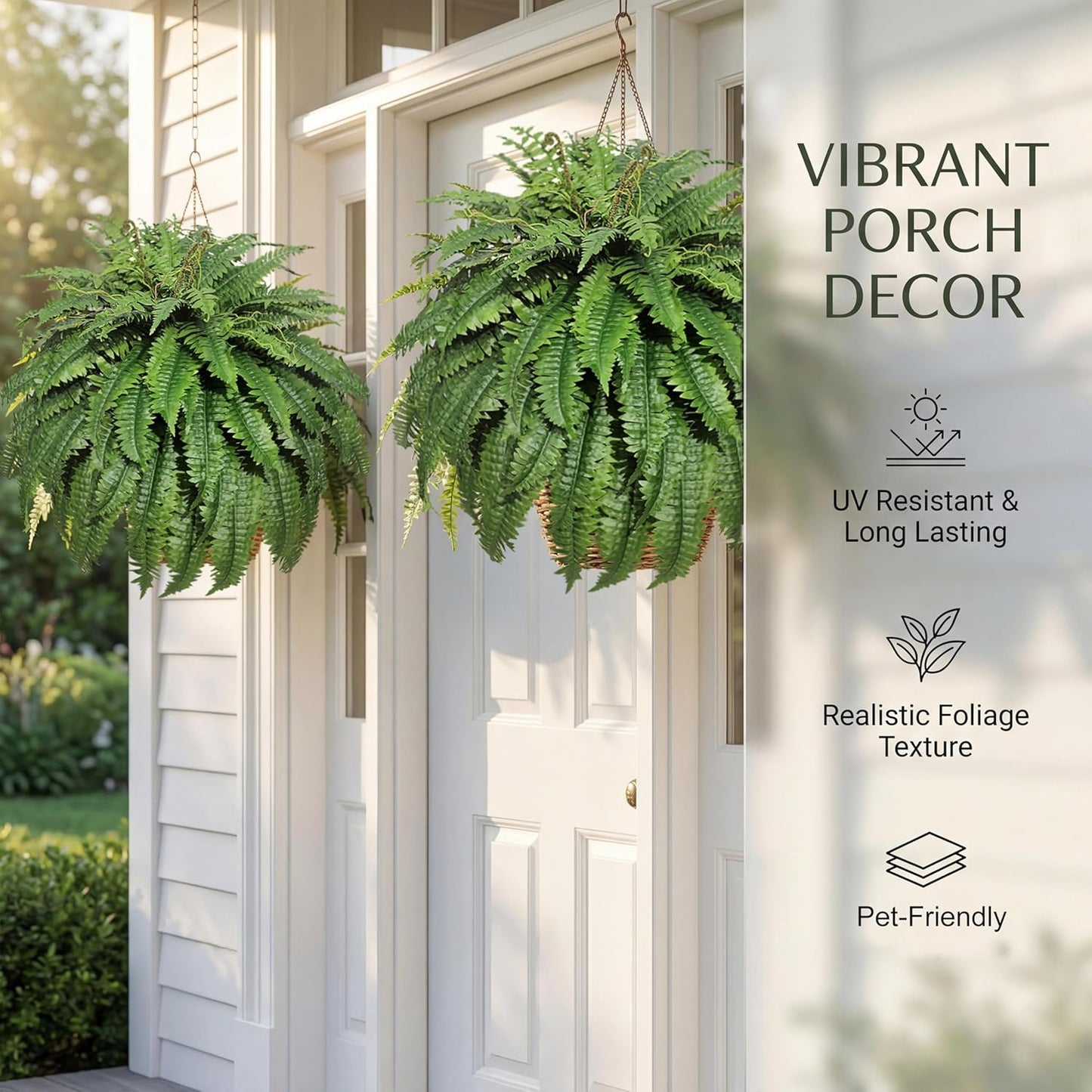 Large Artificial Fern for Outdoors, 100 Branches Fake Ferns Artificial Plants, Large Faux Ferns Outdoor Plants, Suitable for Planter Garden Porch Living Room Decor