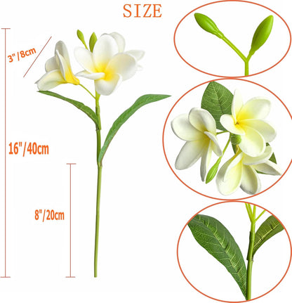 5PCS PU Real Touch Lifelike Artificial Plumeria Frangipani Flower Stems Wedding Home Party Spring Flowers Decoration (Orange Pink)