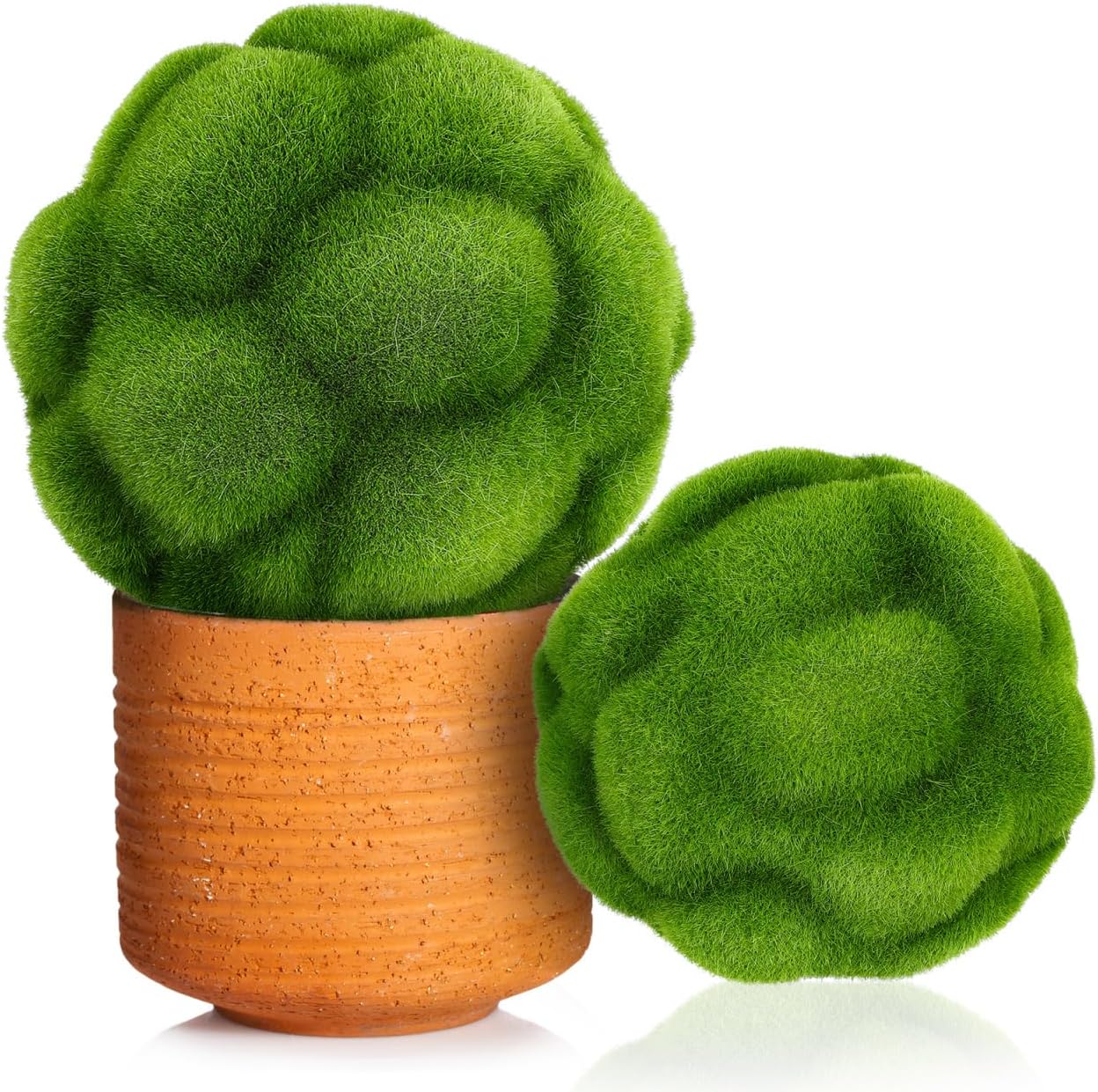 Simulated Mossy Ball Artificial Plant 4.72 Inch Faux Green Moss Orbs Home Garden Indoor Outdoor Decorative Topiary Balls Set of 2