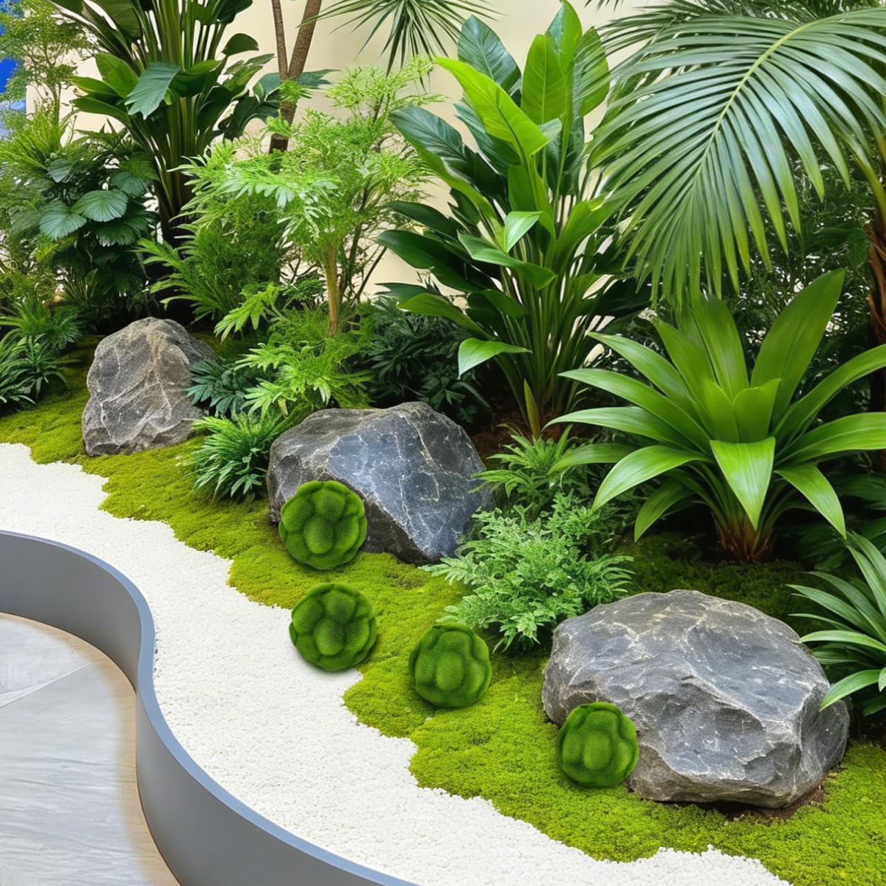 Simulated Mossy Ball Artificial Plant 4.72 Inch Faux Green Moss Orbs Home Garden Indoor Outdoor Decorative Topiary Balls Set of 2