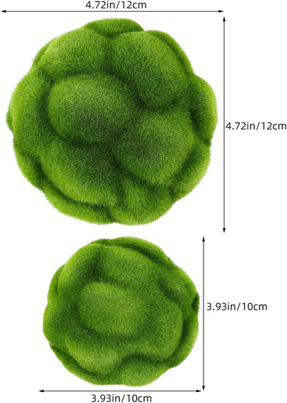Simulated Mossy Ball Artificial Plant 4.72 Inch Faux Green Moss Orbs Home Garden Indoor Outdoor Decorative Topiary Balls Set of 2