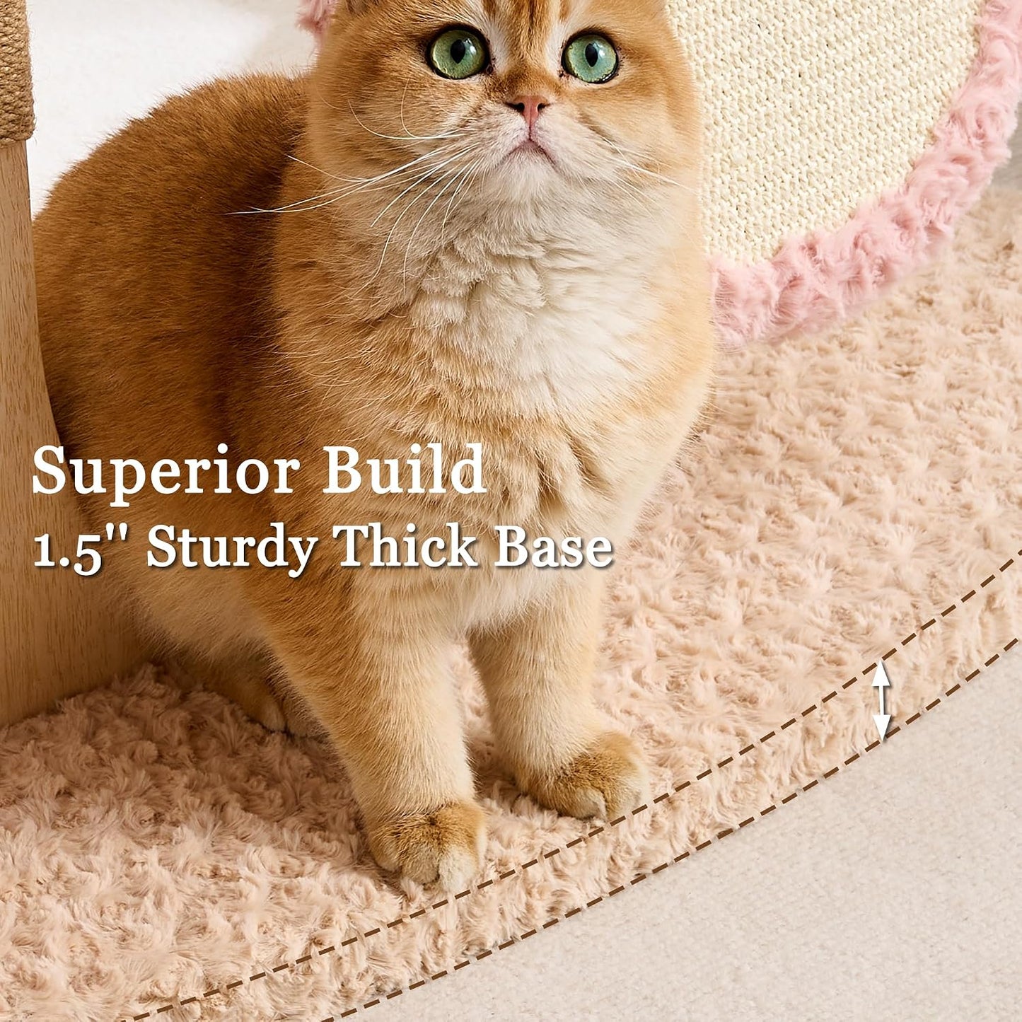 Modern Cat Tree Tower for Indoor Cats Large Adult, 37 inch Brown Flower Cat Tree with Scratching Post, Luxury Aesthetic Cat Tree with Cloud-Soft Flower Perches and Physical Mouse-Sound Hanging Toy