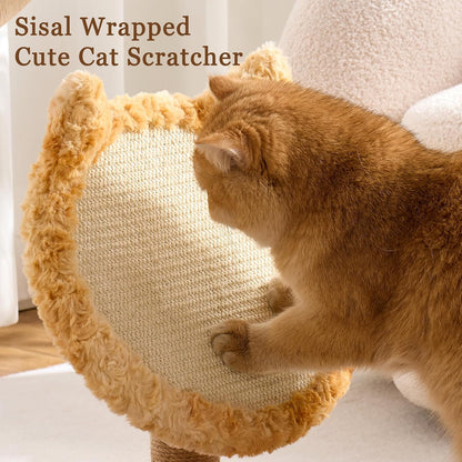 Modern Cat Tree Tower for Indoor Cats Large Adult, 37 inch Brown Flower Cat Tree with Scratching Post, Luxury Aesthetic Cat Tree with Cloud-Soft Flower Perches and Physical Mouse-Sound Hanging Toy