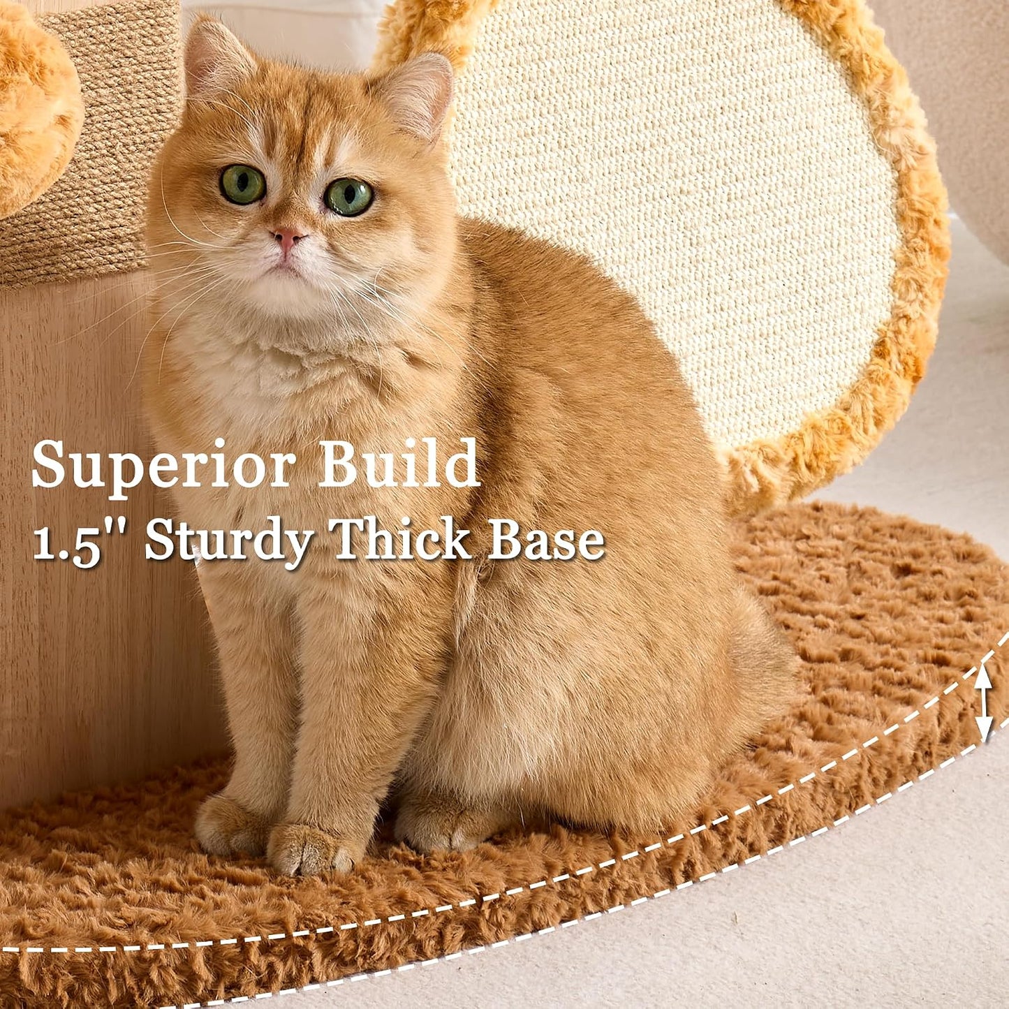 Modern Cat Tree Tower for Indoor Cats Large Adult, 37 inch Brown Flower Cat Tree with Scratching Post, Luxury Aesthetic Cat Tree with Cloud-Soft Flower Perches and Physical Mouse-Sound Hanging Toy