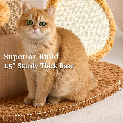 Modern Cat Tree Tower for Indoor Cats Large Adult, 37 inch Brown Flower Cat Tree with Scratching Post, Luxury Aesthetic Cat Tree with Cloud-Soft Flower Perches and Physical Mouse-Sound Hanging Toy