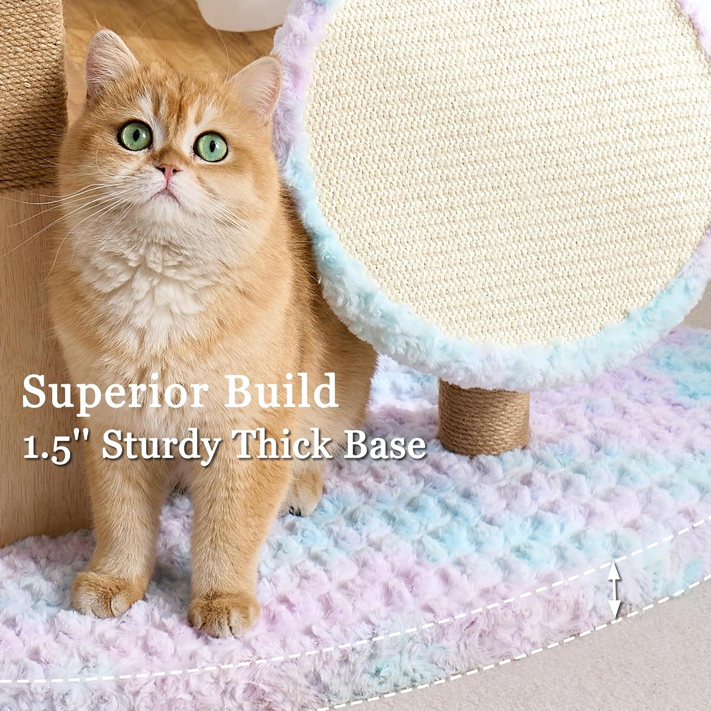 Modern Cat Tree Tower for Indoor Cats Large Adult, 37 inch Brown Flower Cat Tree with Scratching Post, Luxury Aesthetic Cat Tree with Cloud-Soft Flower Perches and Physical Mouse-Sound Hanging Toy