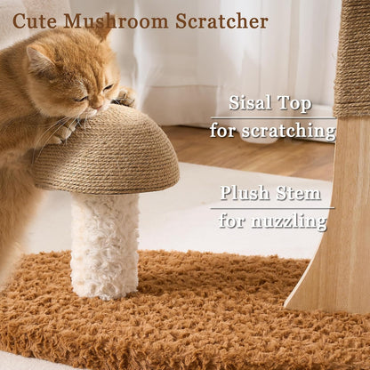 Modern Cat Tree Tower for Indoor Cats Large Adult, 37 inch Brown Flower Cat Tree with Scratching Post, Luxury Aesthetic Cat Tree with Cloud-Soft Flower Perches and Physical Mouse-Sound Hanging Toy