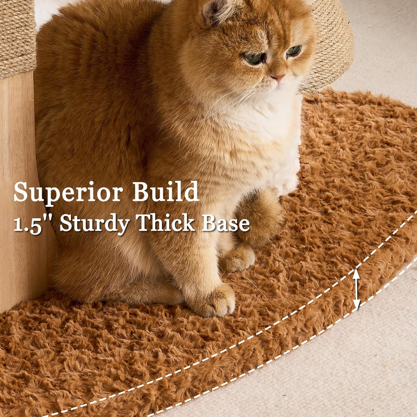 Modern Cat Tree Tower for Indoor Cats Large Adult, 37 inch Brown Flower Cat Tree with Scratching Post, Luxury Aesthetic Cat Tree with Cloud-Soft Flower Perches and Physical Mouse-Sound Hanging Toy