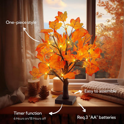 Lighted Maple Fall Tree Autumn Thanksgiving Tabletop Decor