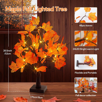 Lighted Maple Fall Tree Autumn Thanksgiving Tabletop Decor