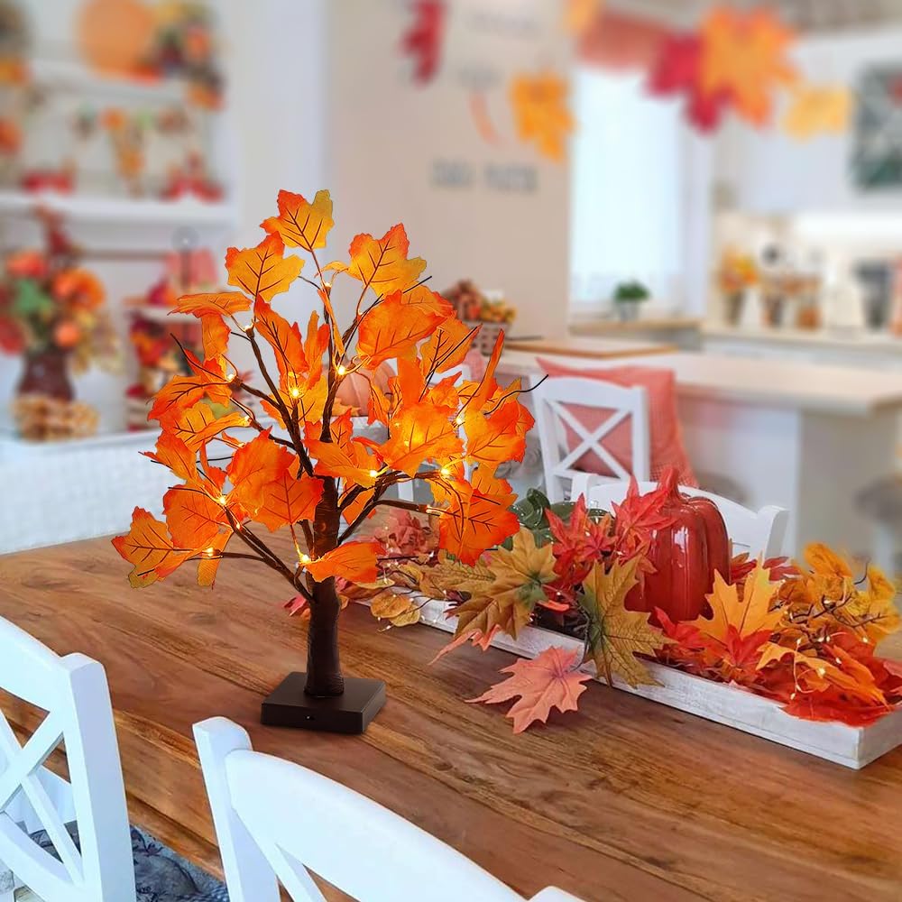 Lighted Maple Fall Tree Autumn Thanksgiving Tabletop Decor